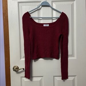 Old Navy Square Neck Long Sleeve Sweater Top in Maroon